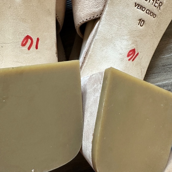 Eileen Fisher Luca Easy Block Suede Leather Sling Back Low Heels Shoes Nude 10 - Picture 6 of 7